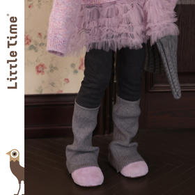 littletime女童裤子秋冬新Y2K加绒针织堆堆袜灰色保暖打底裤