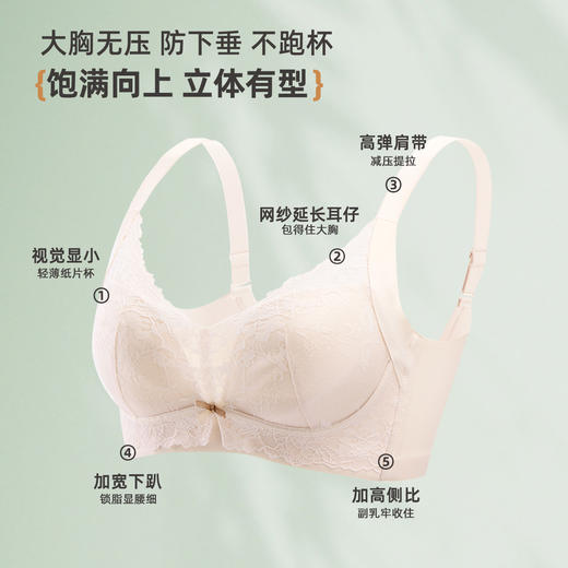 雅黛俪大胸显小显瘦女士文胸轻薄透气性感蕾丝调整型内衣胸罩 商品图6