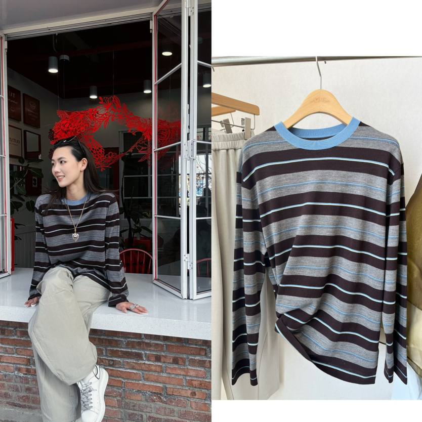 【条纹控】噢蜜ooomeooo条纹羊毛🦙套头衫