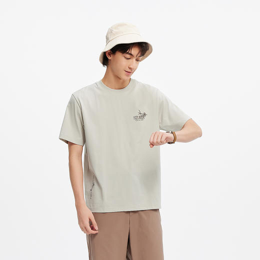 【爆品主推】凉感T|森马短袖T恤男夏季国风竹叶刺绣印花上衣抑菌小宽松针织衫 商品图2