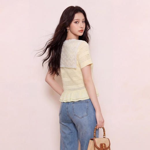 奢姿大码女装2026夏季时尚肌理圆领针织衫胖妹妹气质清新休闲上衣9962260067 商品图3