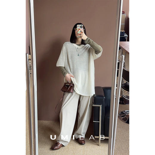 UMILAB｜曜石*气质万能打底 天丝+精纺羊毛银丝面料合身长袖T恤BT808V 商品图3