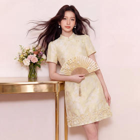 奢姿大码女装2026夏季胖妹妹时尚提花改良旗袍气质复古国风裙子9962894494