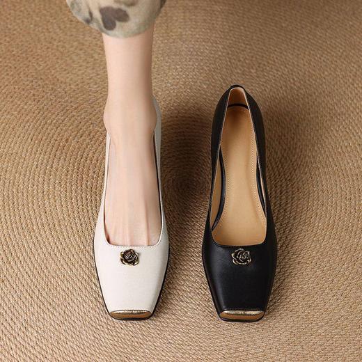 【预售5天】法式通勤职业方头高跟鞋，粗跟新款春秋爆款一脚蹬单鞋子AK&395 商品图1