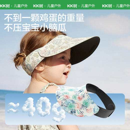 KK树婴儿防晒帽大帽檐遮阳帽男女宝宝空顶太阳帽软檐夏季防紫外线小气囊运动卷卷帽（花花版） 商品图4