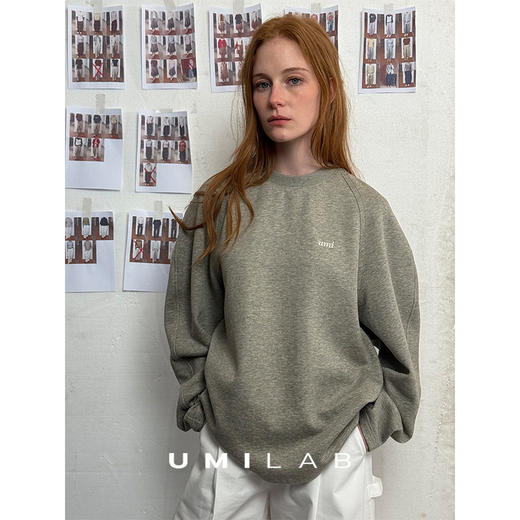 UMILAB｜轻氧日记*建筑感构型 简约混色花纱廓形插肩logo卫衣T788 商品图4