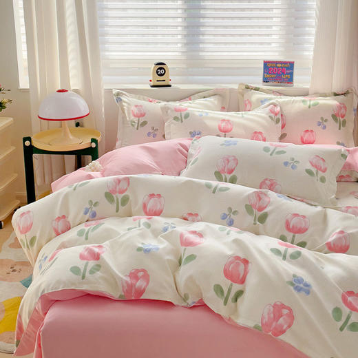 【AB双版式设计❗亲肤透气】ins风纯棉四件套春夏小清新加厚磨毛全棉床单被套宿舍三件套床品。rh 商品图1