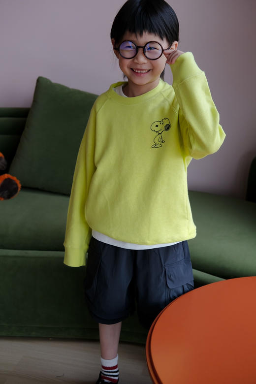 【小大人舒适圈】颜色巨巨巨好看！2026春季DD中古日系卫衣！儿童荧光黄卡通狗刺绣糖果色插肩圆领卫衣！ 商品图1