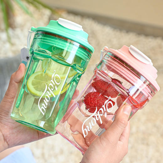 【健康pc❗360°防漏】网红高颜值车载塑料咖啡杯便携户外防摔随行杯时尚学生用水杯。xa 商品图1