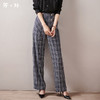 剩S 芳外新款格纹梭织垂感阔腿裤高腰显瘦长腿式裤子女8T21AH0002 商品缩略图0