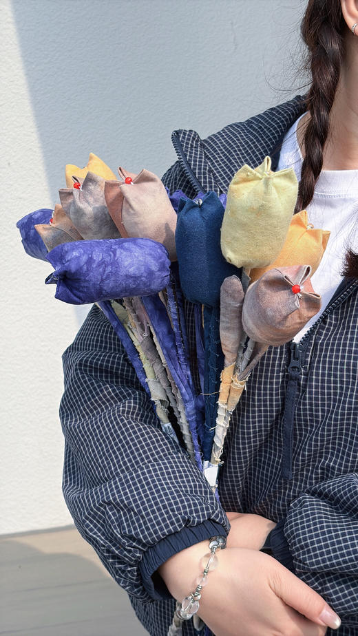 非遗手工扎染草木染郁金香永生花布艺家居礼物装饰专用 商品图3