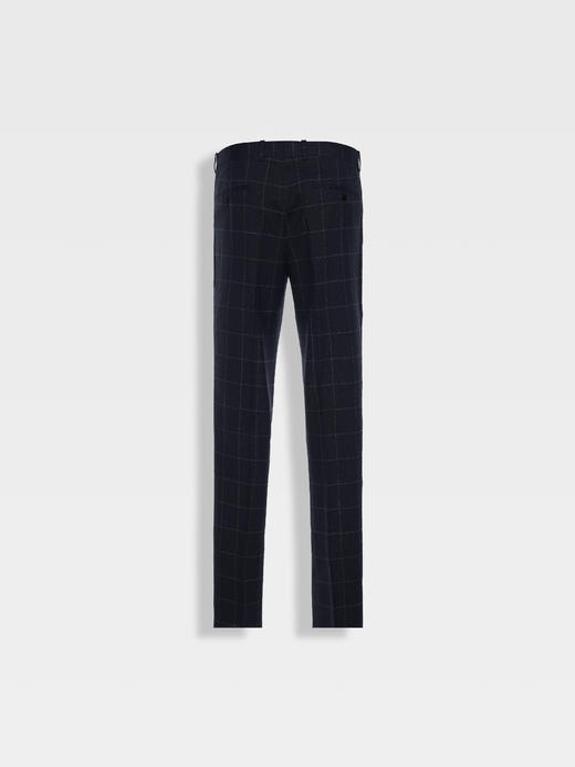 callisto藏青绵羊毛窗型格纹西裤 商品图1