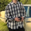写素 复古拼色格子衬衣 商品缩略图1