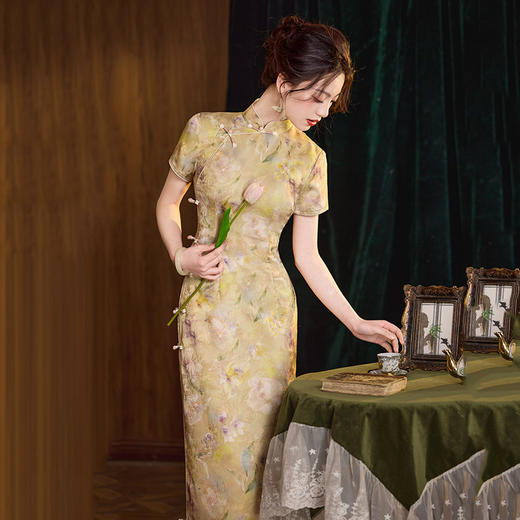 国风长款改良旗袍，中式复古修身短袖平时可穿旗袍SC20956 商品图3