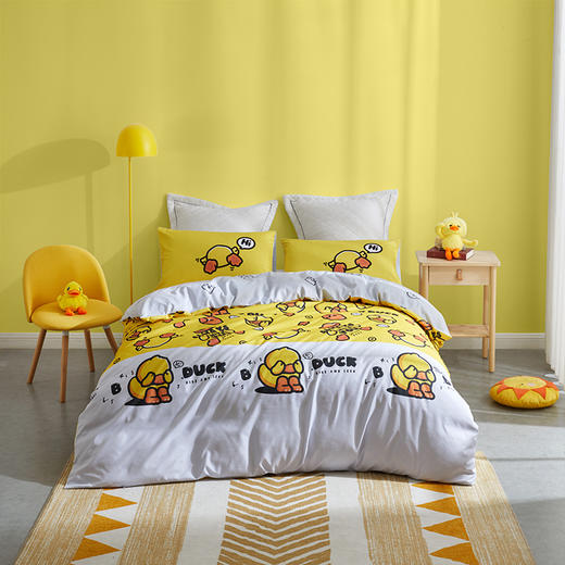 LOVO  VSTT581小黄鸭   鸭鸭捉迷藏床品四件套 商品图0