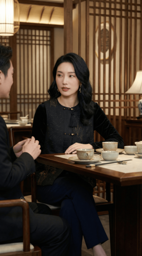 不对称压褶门襟花扣马甲