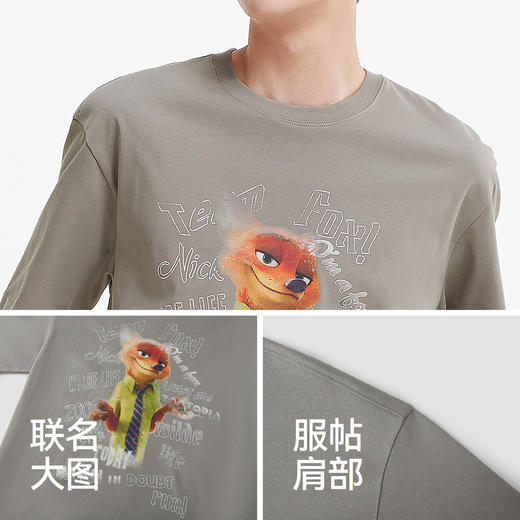 凉感T|森马疯狂动物城短袖T恤男夏季抑菌复古卡通印花宽松针织衫 商品图3