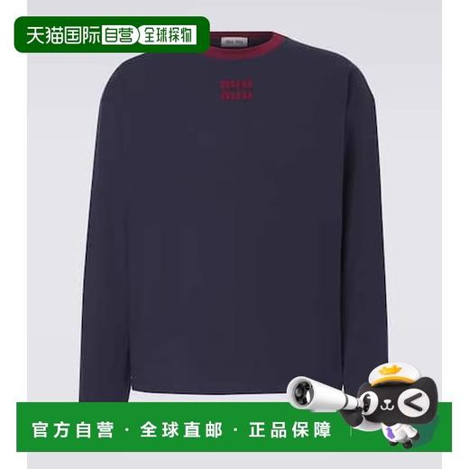 很仙很仙的长袖tee，胸口小标刺绣。靛蓝圆领长袖复古上衣E031160 商品图9