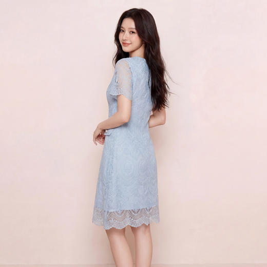 奢姿大码女装2026夏季胖妹妹时尚蕾丝珍珠领连衣裙气质显瘦长裙9962894509 商品图3