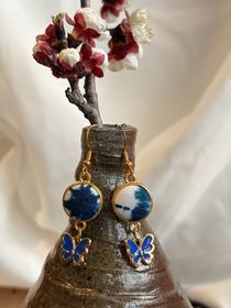 原创草木染耳环森系文艺耳饰国风非遗复古植物染耳钉