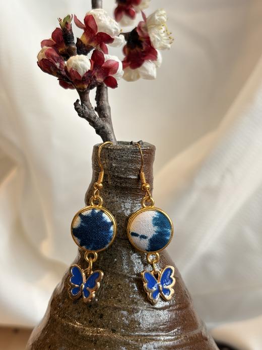 原创草木染耳环森系文艺耳饰国风非遗复古植物染耳钉 商品图0