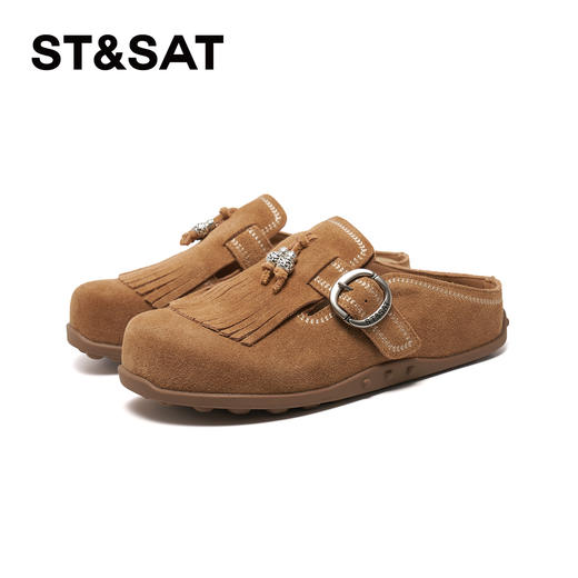 星期六26夏新款复古流苏一脚蹬博肯拖SSE2114507 商品图4