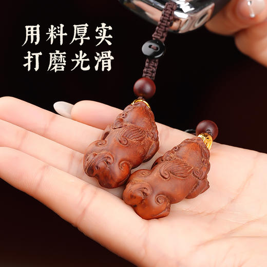 雷枣木貔貅招cai 挂件钥匙扣手机挂 商品图4