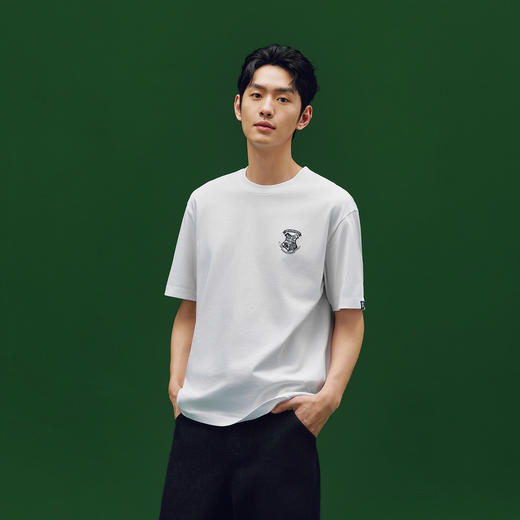 凉感T|森马哈利波特联名短袖T恤男夏季学院风绣花上衣抑菌针织衫 商品图1