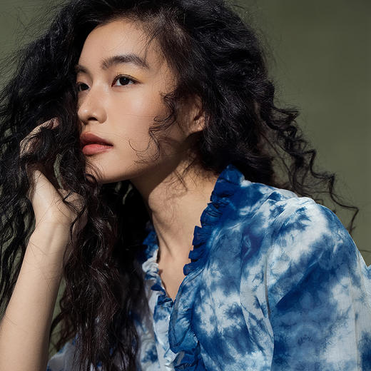 【林栖设计小店】植物染色|手工植物蓝云染优雅花边2026夏新款婴儿棉衬衣1962048 商品图5