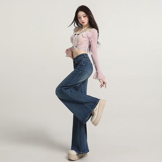 【春季穿搭】微喇牛仔裤女2026春季新款流行高腰阔腿宽松显瘦弹力喇叭裤子 商品图2
