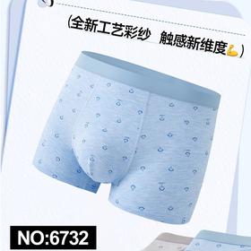 男士赛代尔彩纱印花包头平角裤四角裤舒适透气吸湿排汗高弹时尚盒装内裤6732