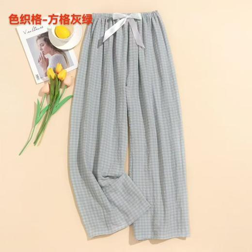 棉绸阔腿格子裤舒适透气12526903 商品图7