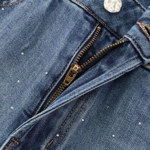 商场同款|森马牛仔裤女夏烫钻渐变宽松2026新款个性设计感喇叭裤 商品图2