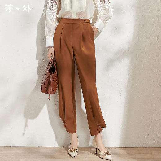 剩S/M 芳外新款时尚通勤哈伦裤女宽松舒适微弹长裤休闲裤8T22AH0146 商品图0