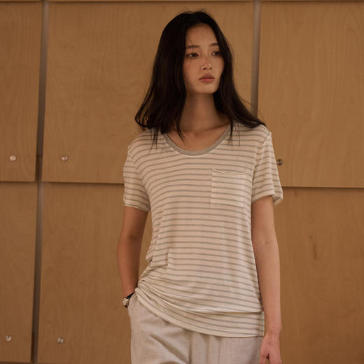（合作款）【2026夏季新品】醋酸亚麻 · 口袋短袖 圆领天丝莱赛尔T恤yc0409006 商品图1