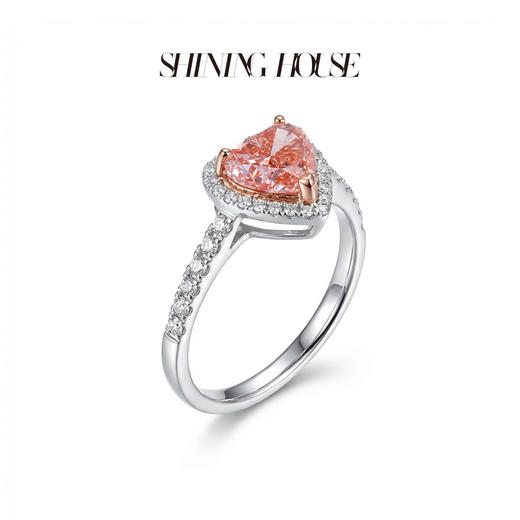 ShiningHouse[培育] 粉钻系列 18k金钻石戒指 心形1克拉钻人工真钻人造钻石K金戒指时尚钻石戒指卓越匠心奢耀臻献【此商品不支持7天无理由退货退款】预计3日发货，ZDR01149S-100 商品图2