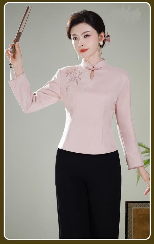 【粉烟】麂皮绒绣花改良新中式，国风旗袍唐装上衣XGT-T25114 商品图0
