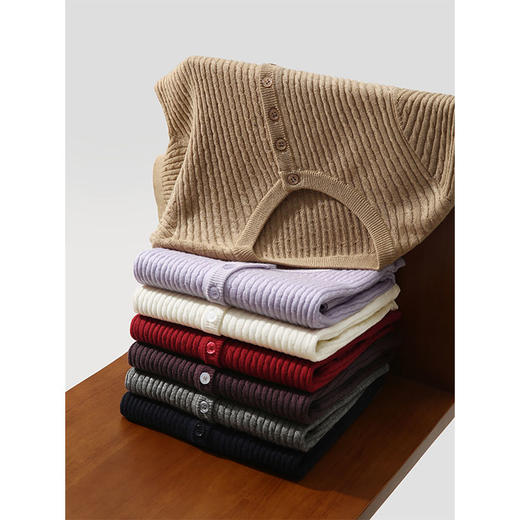 【贝拉推荐】普罗旺斯 羊毛醋酸真丝混纺 亨利领短袖 绞花针织衫 显瘦多色百搭 RL的老钱从容感 商品图6