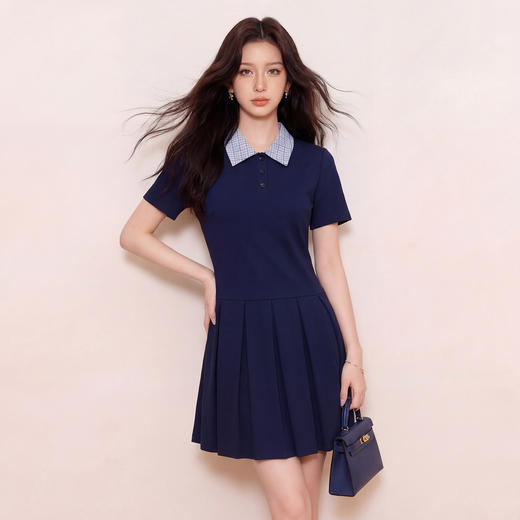 奢姿大码女装2026夏季胖妹妹时尚格纹学院风连衣裙气质通勤长裙9962872009 商品图4