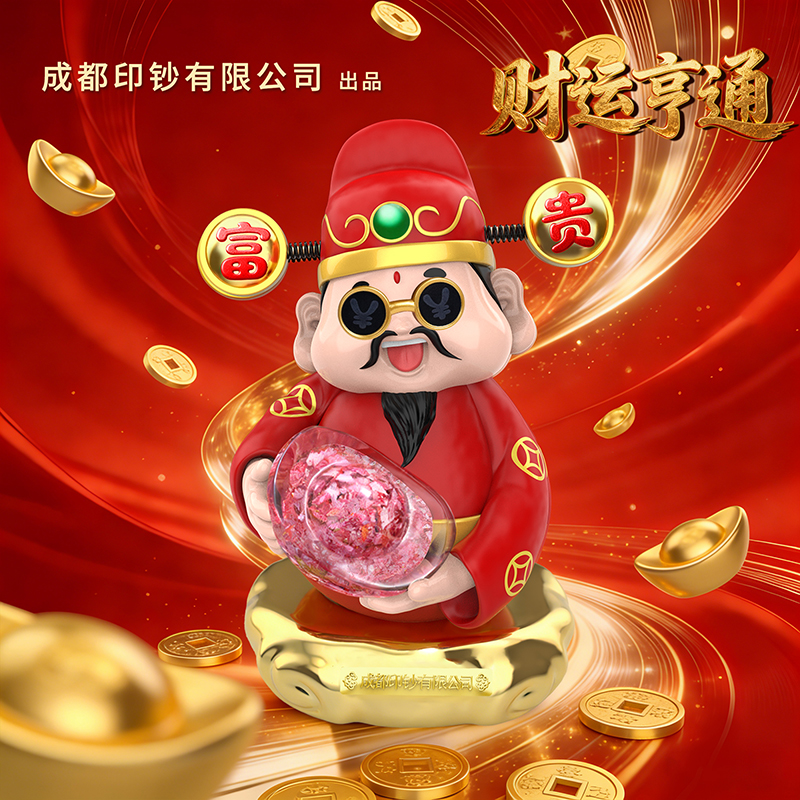 成都印钞 招财进宝小财神钞艺文创摆件 可旋转带礼盒证书