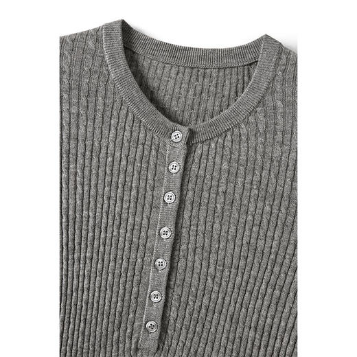 【贝拉推荐】普罗旺斯 羊毛醋酸真丝混纺 亨利领短袖 绞花针织衫 显瘦多色百搭 RL的老钱从容感 商品图7