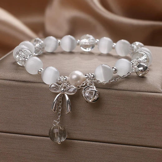 新款中式白水晶蝴蝶结猫眼石手链手串-纪念日百货门店同款159219522 商品图3