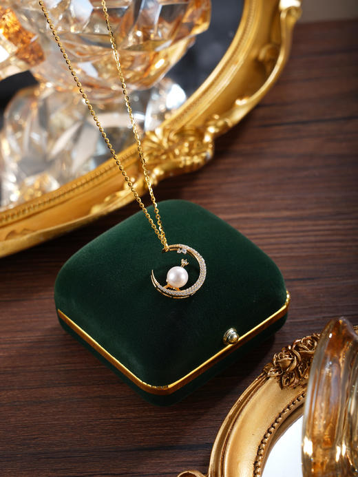 子佩集【月神之吻】银S925珍珠惜王妃套链项链【P2095】镀金月亮2602 商品图2