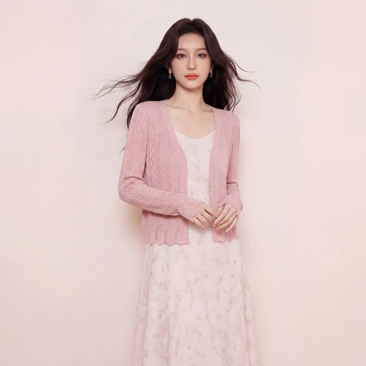 奢姿大码女装2026夏季胖妹妹时尚镂空V领针织开衫气质减龄上衣9862360058B 商品图4