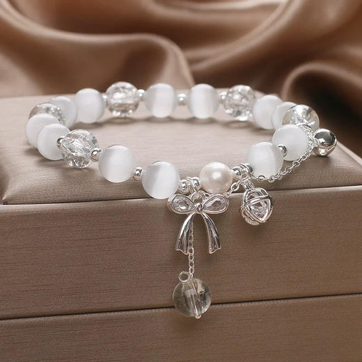 新款中式白水晶蝴蝶结猫眼石手链手串-纪念日百货门店同款159219522 商品图1