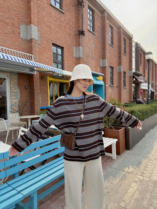 【条纹控】噢蜜ooomeooo条纹羊毛🦙套头衫 商品图5