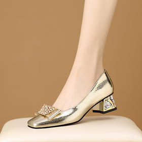 【预售7天】时尚法式轻奢水钻，蝴蝶结高级粗跟单鞋HY&H3817