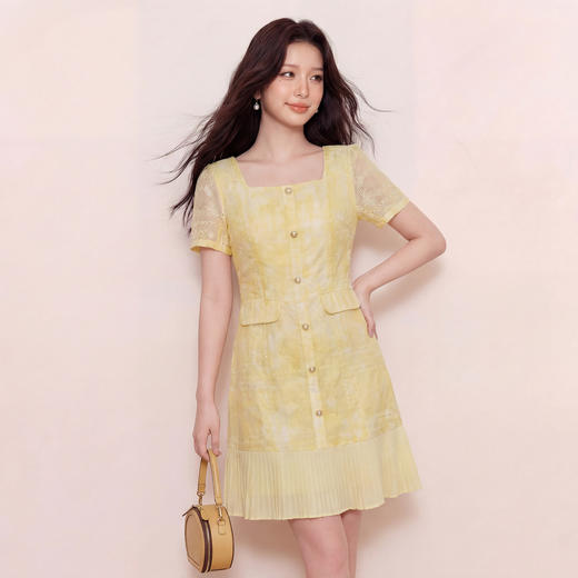 奢姿大码女装2026夏季方领珍珠扣减龄连衣裙胖妹妹刺绣时尚裙子9962872036 商品图1