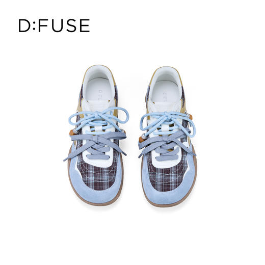 Dfuse迪芙斯2026春季新款反绒皮格纹拼接双鞋带复古德训鞋运动鞋DFE1112137 商品图14