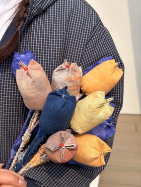 非遗手工扎染草木染郁金香永生花布艺家居礼物装饰专用